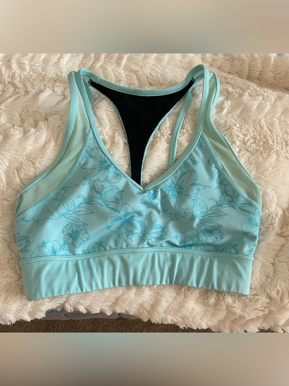 TYR Light Blue Floral Racerback Sports Bra